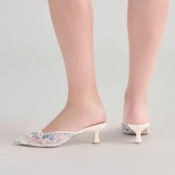 CLEO HEELS BLUE FLORAL MESH(Cleo Heels Blue Floral Mesh) -Dolce Vita Shop DOLCEVITA HEELS CLEO BLUEFLORALMESH ONFOOT 02