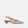 DAFNEY HEELS TAN MULTI WOVEN LEATHER(Dafney Heels Tan Multi Woven Leather)
