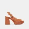 FLORES HEELS CARAMEL SUEDE(Flores Heels Caramel Suede)