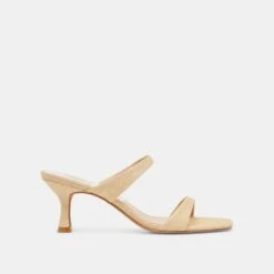 GENORA WIDE HEELS LT NATURAL WOVEN RAFFIA(Genora Wide Heels Lt Natural Woven Raffia)