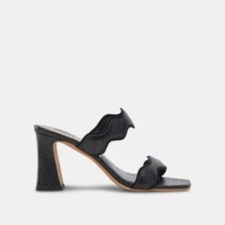 ILVA WIDE HEELS ONYX EMBOSSED LEATHER(Ilva Wide Heels Onyx Embossed Leather)