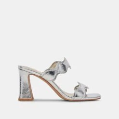 ILVA WIDE HEELS SILVER DISTRESSED LEATHER(Ilva Wide Heels Silver Distressed Leather)