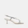 LAURY HEELS SILVER EMBOSSED LEATHER(Laury Heels Silver Embossed Leather)