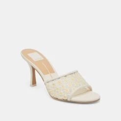 LAVENA FLORAL HEELS WHITE YELLOW FLORAL MESH(Lavena Floral Heels White Yellow Floral Mesh) -Dolce Vita Shop DOLCEVITA HEELS LAVENAFLORAL WHITE YELLOWFLORALMESH 01