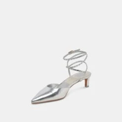 LOKLYN STUD HEELS SILVER CRINKLE PATENT(Loklyn Stud Heels Silver Crinkle Patent) -Dolce Vita Shop DOLCEVITA HEELS LOKLYNSTUD SILVERCRINKLEPATENT 08