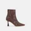 LONNI BOOTIES DK BROWN WOVEN LEATHER(Lonni Booties Dk Brown Woven Leather)