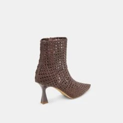LONNI BOOTIES DK BROWN WOVEN LEATHER(Lonni Booties Dk Brown Woven Leather) -Dolce Vita Shop DOLCEVITA HEELS LONNI DKBROWNWOVENLEATHER 03