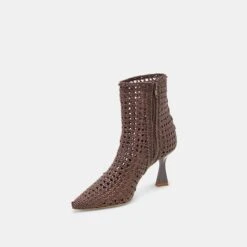 LONNI BOOTIES DK BROWN WOVEN LEATHER(Lonni Booties Dk Brown Woven Leather) -Dolce Vita Shop DOLCEVITA HEELS LONNI DKBROWNWOVENLEATHER 08