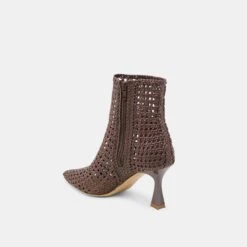 LONNI BOOTIES DK BROWN WOVEN LEATHER(Lonni Booties Dk Brown Woven Leather) -Dolce Vita Shop DOLCEVITA HEELS LONNI DKBROWNWOVENLEATHER 09