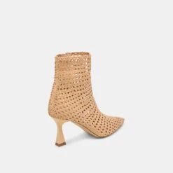 LONNI BOOTIES LIGHT TAN WOVEN LEATHER(Lonni Booties Light Tan Woven Leather) -Dolce Vita Shop DOLCEVITA HEELS LONNI LIGHTTANWOVENLEATHER 03