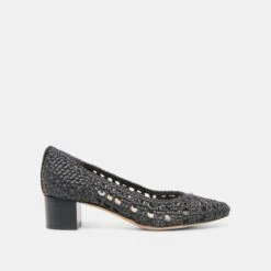 LULA HEELS BLACK WOVEN RAFFIA(Lula Heels Black Woven Raffia)