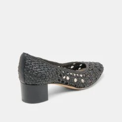 LULA HEELS BLACK WOVEN RAFFIA(Lula Heels Black Woven Raffia) -Dolce Vita Shop DOLCEVITA HEELS LULA BLACKWOVENRAFFIA 03