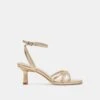 MANJI HEELS LIGHT GOLD METALLIC LEATHER(Manji Heels Light Gold Metallic Leather)