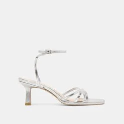 MANJI HEELS SILVER METALLIC LEATHER(Manji Heels Silver Metallic Leather)