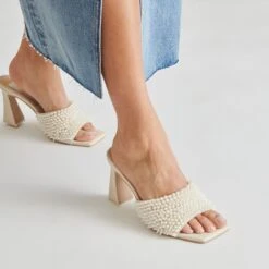 NANDY PEARL HEELS VANILLA PEARLS(Nandy Pearl Heels Vanilla Pearls) -Dolce Vita Shop DOLCEVITA HEELS NANDYPEARL VANILLAPEARLS ONFOOT