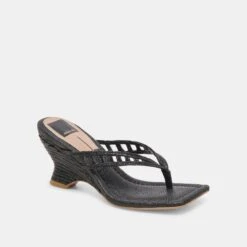NULLAH WEDGES ONYX RAFFIA(Nullah Wedges Onyx Raffia) -Dolce Vita Shop DOLCEVITA HEELS NULLAH ONYXRAFFIA 01