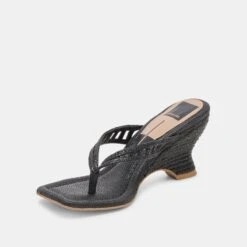 NULLAH WEDGES ONYX RAFFIA(Nullah Wedges Onyx Raffia) -Dolce Vita Shop DOLCEVITA HEELS NULLAH ONYXRAFFIA 09