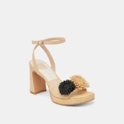 OLIVEA HEELS BLACK NATURAL RAFFIA(Olivea Heels Black Natural Raffia) -Dolce Vita Shop DOLCEVITA HEELS OLIVEA BLACK NATURALRAFFIA 01