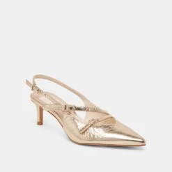 PAMLA MID HEELS LIGHT GOLD DISTRESSED LEATHER(Pamla Mid Heels Light Gold Distressed Leather) -Dolce Vita Shop DOLCEVITA HEELS PAMLAMID PLATINUMDISTRESSEDLEATHER 01