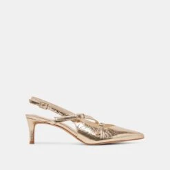 PAMLA MID HEELS LIGHT GOLD DISTRESSED LEATHER(Pamla Mid Heels Light Gold Distressed Leather)
