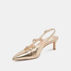 PAMLA MID HEELS LIGHT GOLD DISTRESSED LEATHER(Pamla Mid Heels Light Gold Distressed Leather) -Dolce Vita Shop DOLCEVITA HEELS PAMLAMID PLATINUMDISTRESSEDLEATHER 08