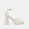 PANDRO PEARL WIDE HEELS TRUE WHITE SATIN(Pandro Pearl Wide Heels True White Satin)