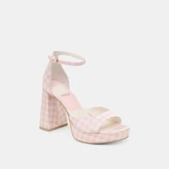 PANDRO X BYRDIE GOLF HEELS PINK PLAID GINGHAM(Pandro X Byrdie Golf Heels Pink Plaid Gingham) -Dolce Vita Shop DOLCEVITA HEELS PANDRO PINKPLAIDGINGHAM 01