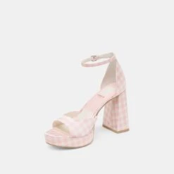 PANDRO X BYRDIE GOLF HEELS PINK PLAID GINGHAM(Pandro X Byrdie Golf Heels Pink Plaid Gingham) -Dolce Vita Shop DOLCEVITA HEELS PANDRO PINKPLAIDGINGHAM 08