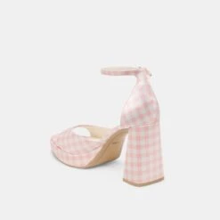 PANDRO X BYRDIE GOLF HEELS PINK PLAID GINGHAM(Pandro X Byrdie Golf Heels Pink Plaid Gingham) -Dolce Vita Shop DOLCEVITA HEELS PANDRO PINKPLAIDGINGHAM 09