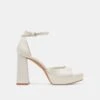 PANDRO WIDE HEELS WHITE SATIN(Pandro Wide Heels White Satin)