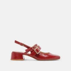 PATZY HEELS CRIMSON CRINKLE PATENT LEATHER(Patzy Heels Crimson Crinkle Patent Leather)