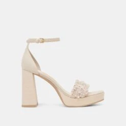 PELTIN PEARL HEELS VANILLA WOVEN RAFFIA(Peltin Pearl Heels Vanilla Woven Raffia)