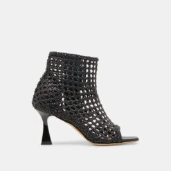 QUIN HEELS BLACK WOVEN LEATHER(Quin Heels Black Woven Leather)
