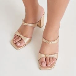 SHANE HEELS GOLD METALLIC LEATHER(Shane Heels Gold Metallic Leather) -Dolce Vita Shop DOLCEVITA HEELS SHANE GOLDMETALLICLEATHER ONFOOT 02 1