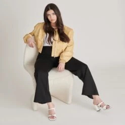 SHANE HEELS OFF WHITE CRINKLE PATENT(Shane Heels Off White Crinkle Patent) -Dolce Vita Shop DOLCEVITA HEELS SHANE OFFWHITECRINKLEPATENT ONFOOT 4