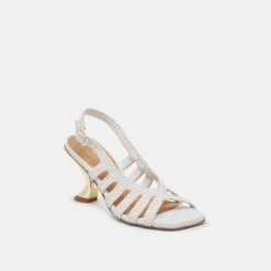 SICILY HEELS WHITE WOVEN LEATHER(Sicily Heels White Woven Leather) -Dolce Vita Shop DOLCEVITA HEELS SICILY WHITELEATHER 01