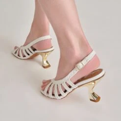 SICILY HEELS WHITE WOVEN LEATHER(Sicily Heels White Woven Leather) -Dolce Vita Shop DOLCEVITA HEELS SICILY WHITELEATHER ONFOOT03