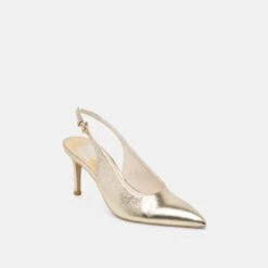 ELASI HEELS LIGHT GOLD CRINKLE PATENT(Elasi Heels Light Gold Crinkle Patent) -Dolce Vita Shop DOLCEVITA HEEL ELASI LIGHTGOLDCRINKLEPATENT 01