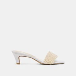 REXA PEARL HEELS OFF WHITE SATIN(Rexa Pearl Heels Off White Satin)