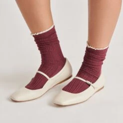 PRAIRIE SOCKS 2 PACK BLACK BURGUNDY(Prairie Sock 2 Pack Black Burgundy) -Dolce Vita Shop DOLCEVITA HOISERY SOCKS ONFOOT 13