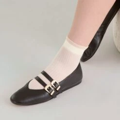 BAYLEE BALLET FLATS BLACK LEATHER(Baylee Ballet Flats Black Leather) -Dolce Vita Shop DOLCEVITA HOISERY SOCKS ONFOOT 01 f146bb7f 5644 41cf a8f9 8ba4189d676f