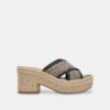 ELDORA HEELS WHITE BLACK RAFFIA(Eldora Heels White Black Raffia)