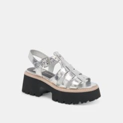 LATICE SANDALS SILVER DISTRESSED LEATHER(Latice Sandals Silver Distressed Leather) -Dolce Vita Shop DOLCEVITA SANDALS LATICE SILVERDISTRESSEDLEATHER 01