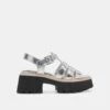 LATICE SANDALS SILVER DISTRESSED LEATHER(Latice Sandals Silver Distressed Leather)