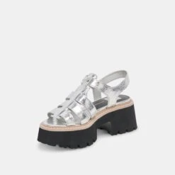 LATICE SANDALS SILVER DISTRESSED LEATHER(Latice Sandals Silver Distressed Leather) -Dolce Vita Shop DOLCEVITA SANDALS LATICE SILVERDISTRESSEDLEATHER 10