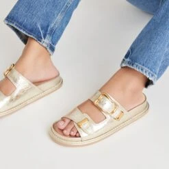 SEVANA SANDALS LIGHT GOLD DISTRESSED LEATHER(Sevana Sandals Light Gold Distressed Leather) -Dolce Vita Shop DOLCEVITA SANDALS SEVANA LIGHTGOLDDISTRESSEDLEATHER ONFOOT 02