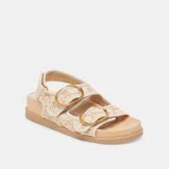 STARLA SANDALS CREME FLORAL RAFFIA(Starla Sandals Creme Floral Raffia) -Dolce Vita Shop DOLCEVITA SANDALS STARLA CREMEFLORAL 01