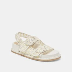 STUART FLORAL SANDALS WHITE YELLOW FLORAL MESH(Stuart Floral Sandals White Yellow Floral Mesh) -Dolce Vita Shop DOLCEVITA SANDALS STUARTFLORAL WHITEYELLOWFLORALMESH 01