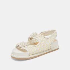 STUART FLORAL SANDALS WHITE YELLOW FLORAL MESH(Stuart Floral Sandals White Yellow Floral Mesh) -Dolce Vita Shop DOLCEVITA SANDALS STUARTFLORAL WHITEYELLOWFLORALMESH 08