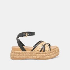 WRILEY SANDALS BLACK WOVEN RAFFIA(Wriley Sandals Black Woven Raffia)